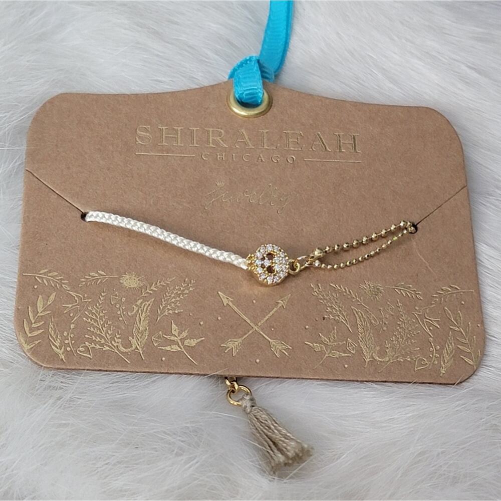 NWT Shiraleah Anthropologie  Mala String & Chain Skull Bracelet in Ivory